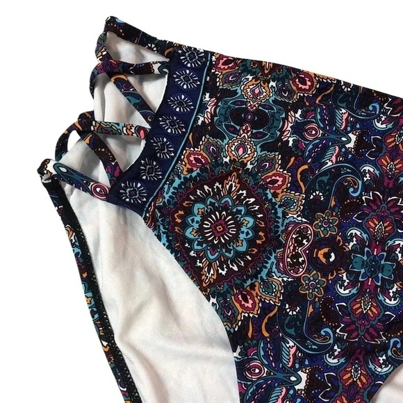 Cole of California- Bikini Bottom with Cutout Sides- Paisley Print - Picture 3 of 6